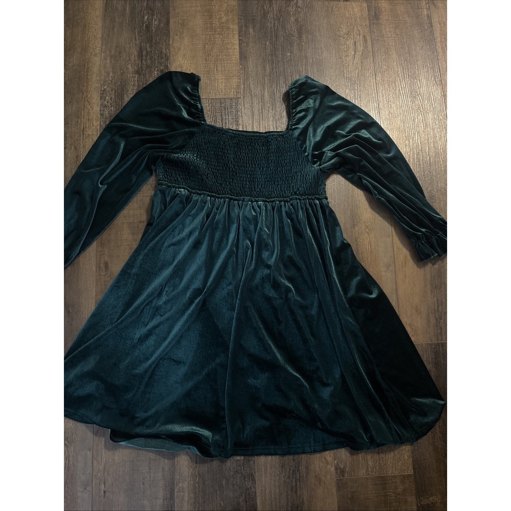 SHEIN Curve 1XL Green Velvet Dress Cocktail Party Wedding Boho